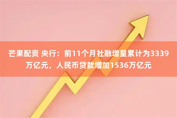 芒果配资 央行：前11个月社融增量累计为3339万亿元，人民币贷款增加1536万亿元